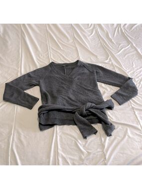 Kate Spade Saturday Gray Cotton and Wool Ballerina Wrap Sweater Size XS